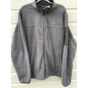 Free Country Fleece Jacket Full Zip XXL Mens Gray Black Trim Warm Mock Neck Cozy